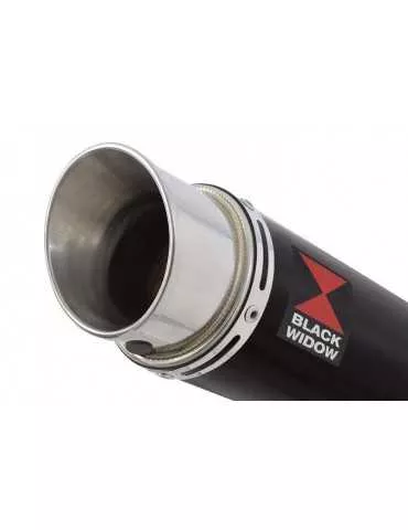 ZX6R ZX-6R 2009/2016 Decata / Kit Tube de raccord & Silencieux Rond GP Style Noir en Inox 350mm