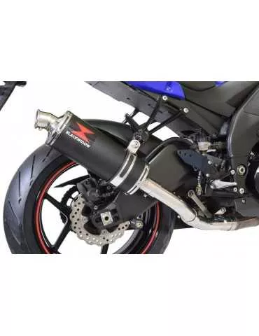ZX6R ZX-6R 2009/2016 Decata / Kit Tube de raccord & Silencieux Ovale Noir en Inox 300mm