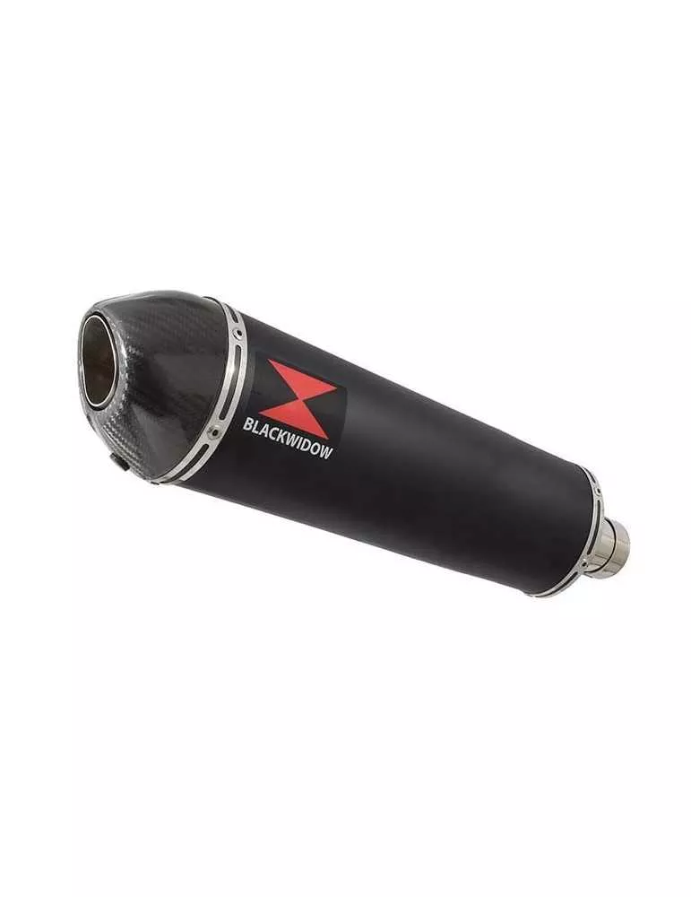 ZX6R ZX-6R 636 2013/2020 Decata / Tube de raccord & Silencieux Ovale Noir en Inox + Canule en Carbone 400mm