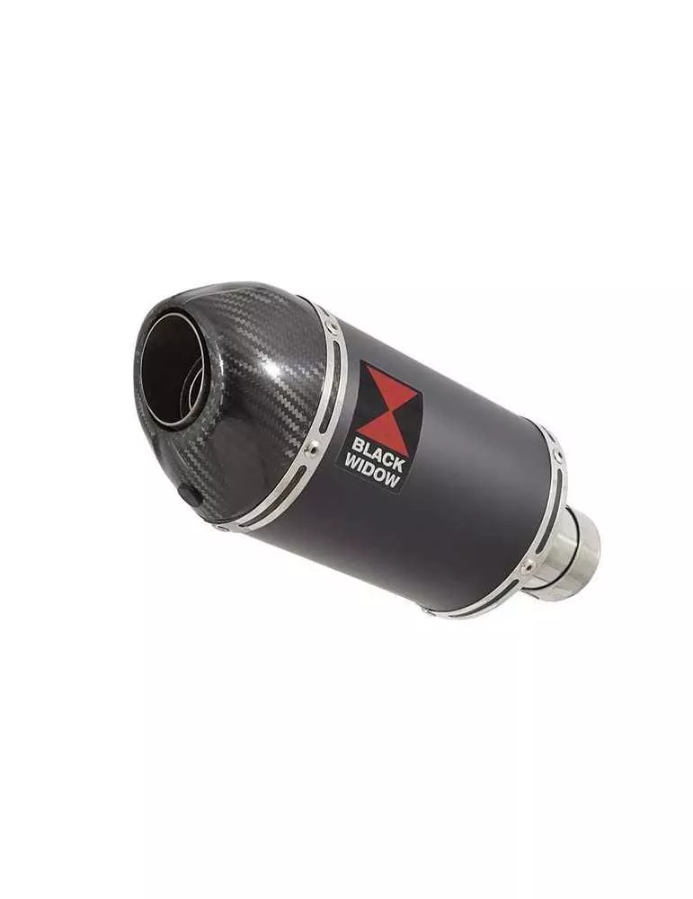 ZX6R ZX-6R 636 2013/2020 Decata / Tube de raccord & Silencieux Ovale Noir en Inox + Canule en Carbone 200mm