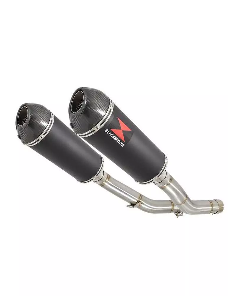 Z1000 ZR1000A 2003 04 05 06 4-2 Silencieux Ovale Noir En Inox + Canule en Carbone 300mm