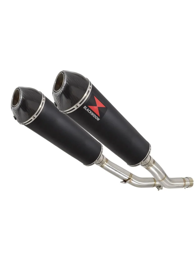 Z1000 ZR1000A 2003 04 05 06 4-2 Silencieux Ovale Noir En Inox + Canule en Carbone 400mm