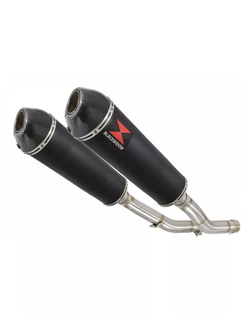 Z1000 ZR1000A 2003 04 05 06 4-2 Silencieux Ovale Noir En Inox + Canule en Carbone 400mm