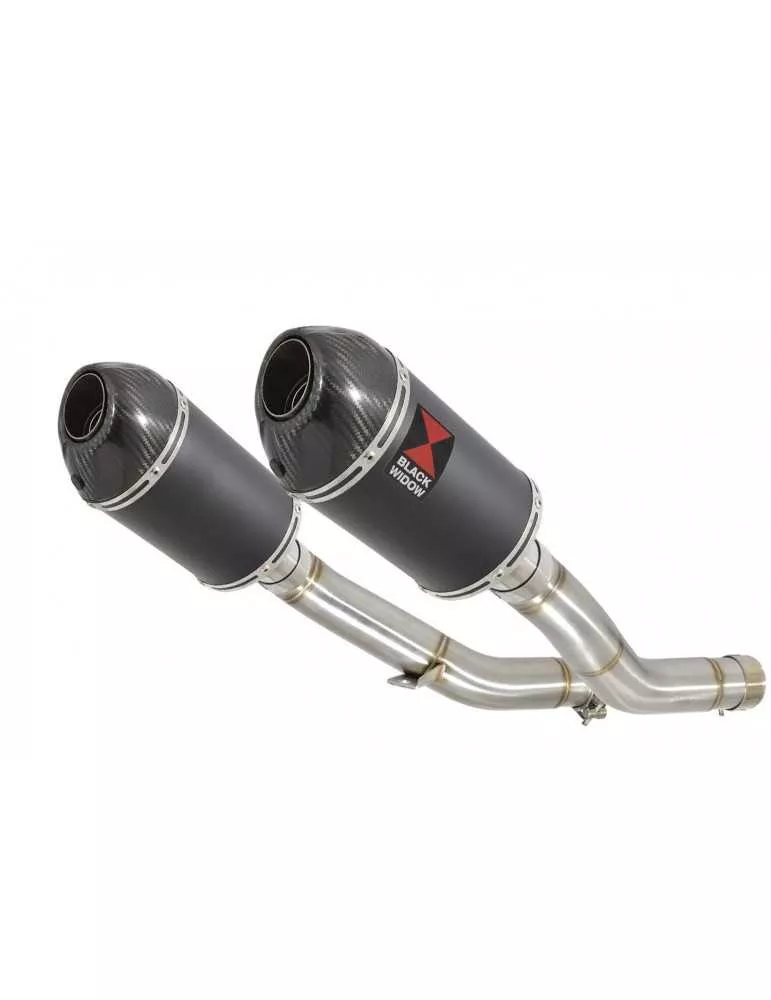 Z1000 ZR1000A 2003 04 05 06 4-2 Silencieux Ovale Noir En Inox + Canule en Carbone 200mm