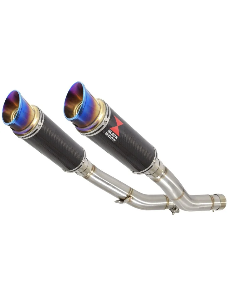 KAWASAKI Z1000 ZR1000A 2003 04 05 06 4-2 Silencieux Rond En Carbone + Canule en Inox Anodisé 230mm