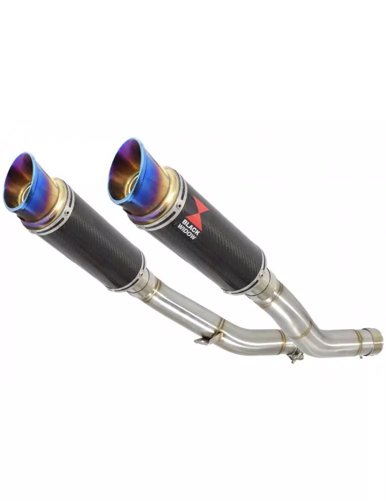 KAWASAKI Z1000 ZR1000A 2003 04 05 06 4-2 Silencieux Rond En Carbone + Canule en Inox Anodisé 230mm