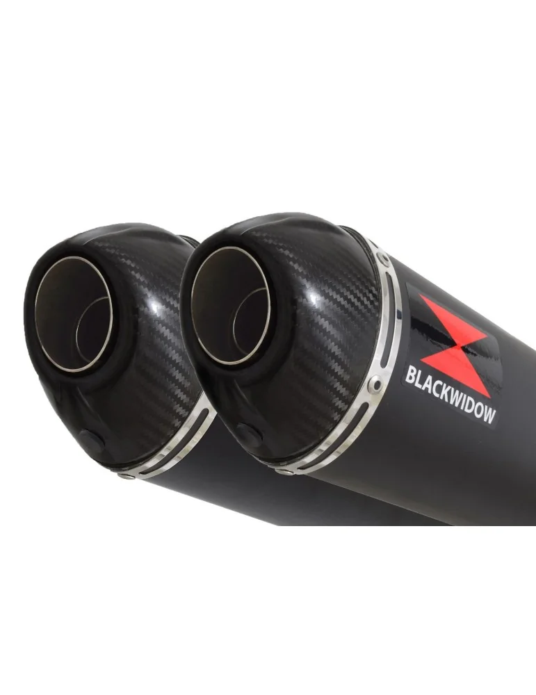 Z1000 2010-2017  4-2 Tube de raccords & Silencieux Ovale Noir en Inox + Canules en Carbone 400mm
