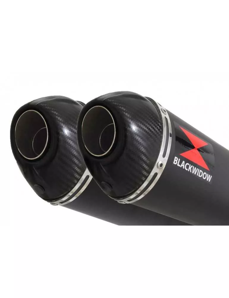 Z1000 2010-2017  4-2 Tube de raccords & Silencieux Ovale Noir en Inox + Canules en Carbone 400mm