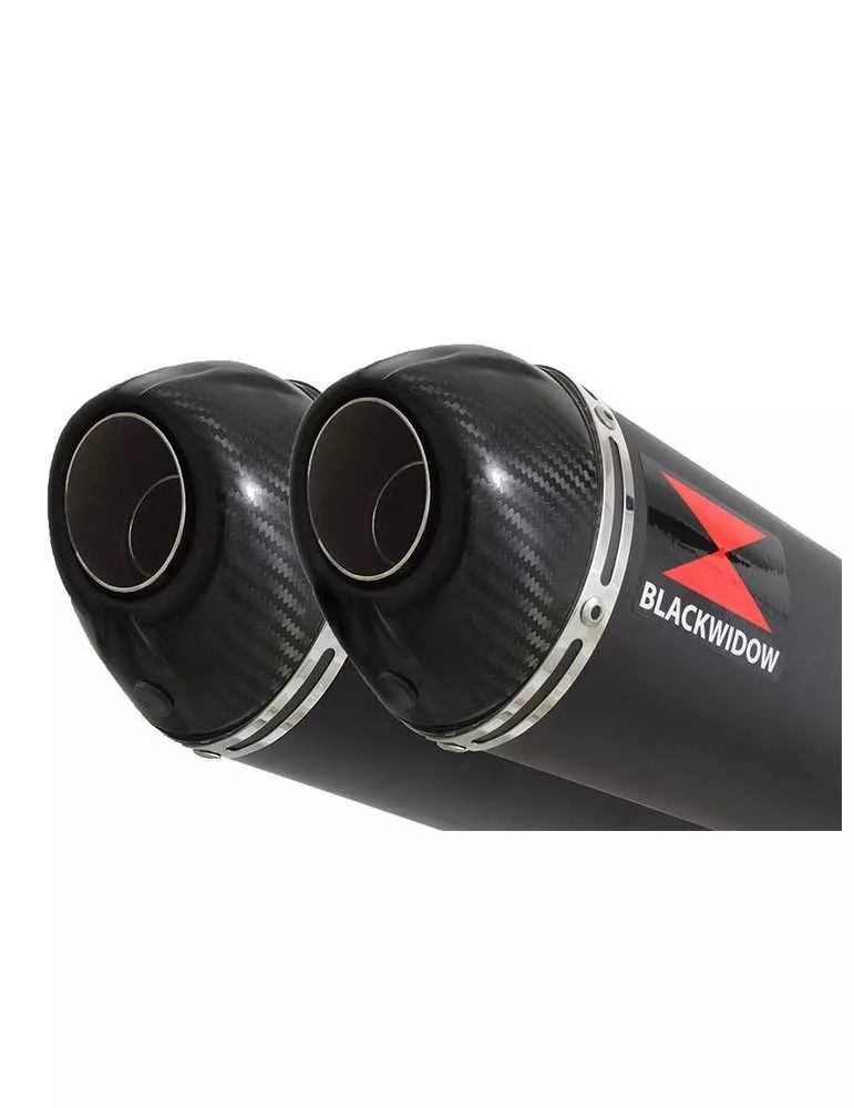 GPZ 500 S (EX500) 2-2 Exhaust Silencieux Kit & Ovale Noir Silencieux En Inox & Canule en Carbone 300mm