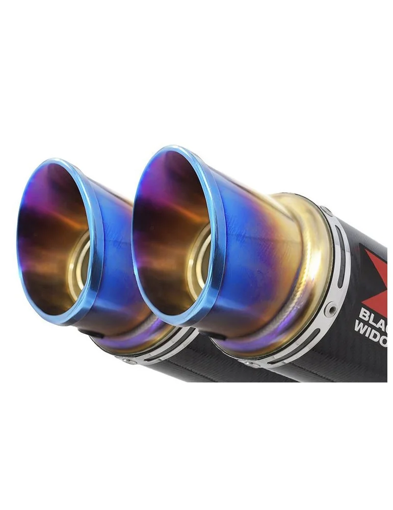 GPZ 500 S (EX500) 2-2 Exhaust Silencieux Kit & Silencieux GP Rond En Carbone & En Inox canule Anodisé 230mm
