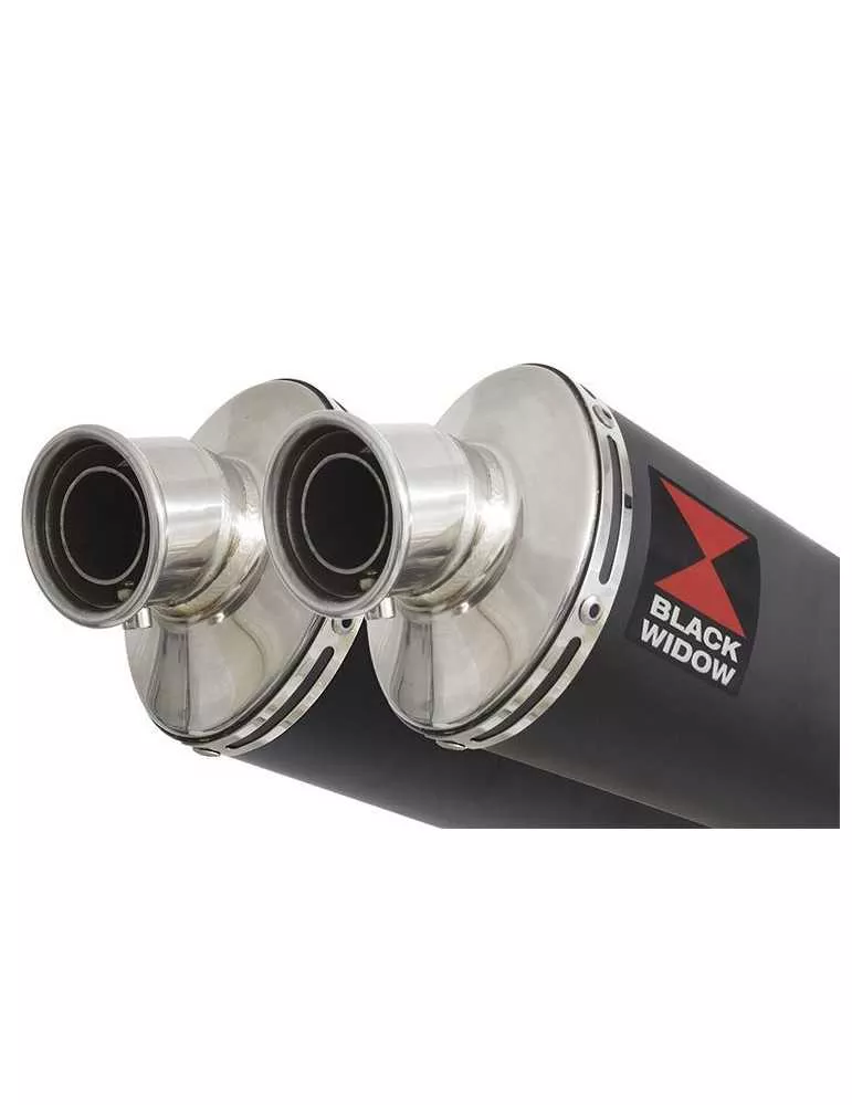 GPZ 500 S (EX500) 2-2 Exhaust Silencieux Kit & Ovale Noir Silencieux En Inox 230mm