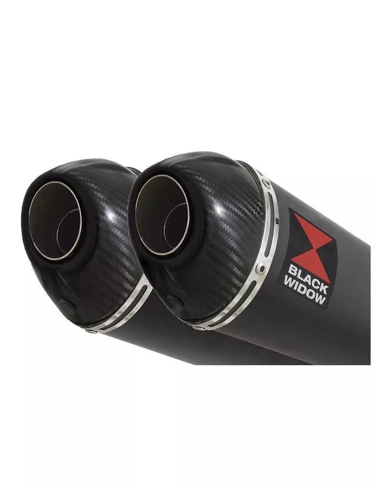 GPZ 500 S (EX500) 2-2 Exhaust Silencieux Kit & Ovale Noir Silencieux En Inox & Canule en Carbone 200mm