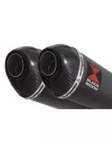 GPZ 500 S (EX500) 2-2 Exhaust Silencieux Kit & Ovale Noir Silencieux En Inox & Canule en Carbone 200mm