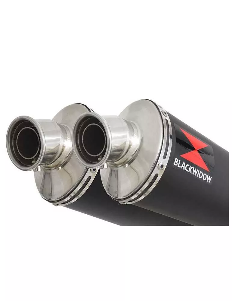 GPZ 500 (EX500) 2-2 Silencieux Kit & Silencieux Ovale Noir En Inox 300mm